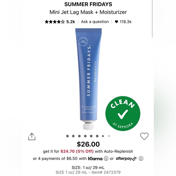 SUMMER FRIDAYS Jet Lag Mask + Moisturizer Mini Sample - Picture 1 of 2